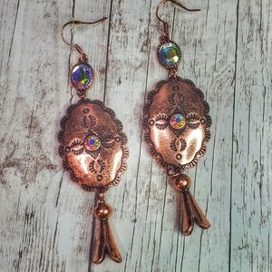 Copper concho squash blossom earrings